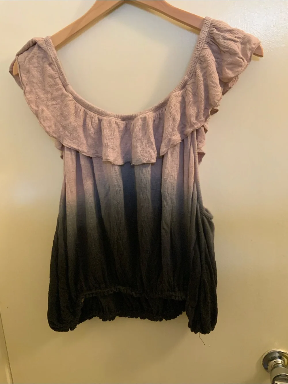 Free People Mauve to Black Ruffle Ombre Tank